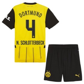 Koszulka Borussia Dortmund N. Schlotterbeck 4 Dziecięcy Domowe 2024-25 Koszulki Piłkarskie Krótki Rękaw